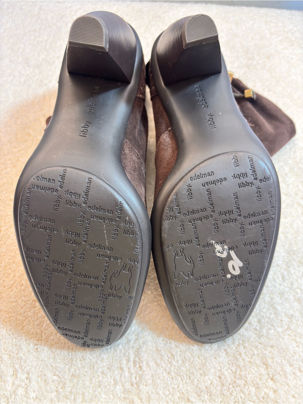 libby. edelman Dark Brown Suede Fold-Over Ankle Booties with Grommet Detail - Picture 8 of 8
